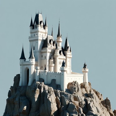 White Castle on Rocky Cliff