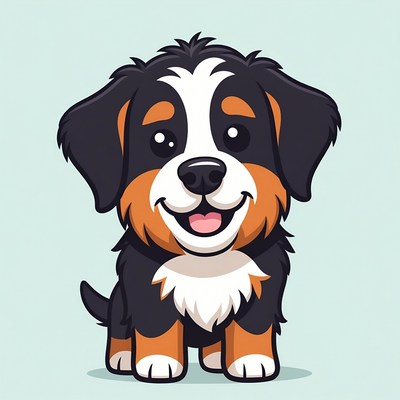 Cute Bernese Mountain Dog Puppy Illustration