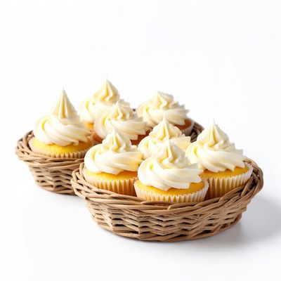 Cupcakes in Wicker Baskets