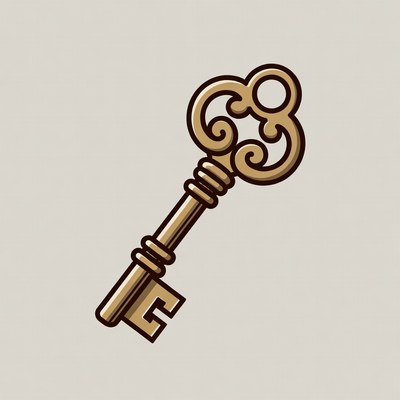 Ornate golden key illustration