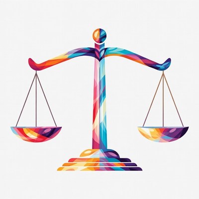 Colorful Scales of Justice Illustration