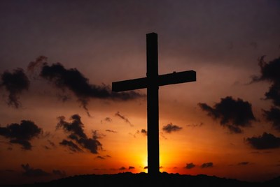 Silhouette Cross at Sunset