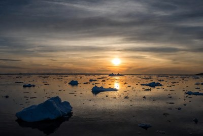 Icebergs in Arctic Sunset