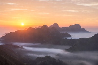Sunrise over Misty Mountains