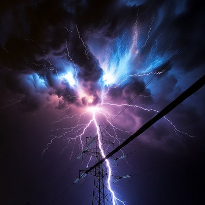 Lightning Striking Power Pole