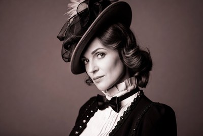 Woman in vintage hat and dress