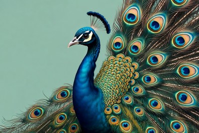 Peacock displaying vibrant feathers