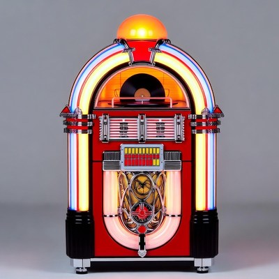 Retro Red Jukebox with Lights