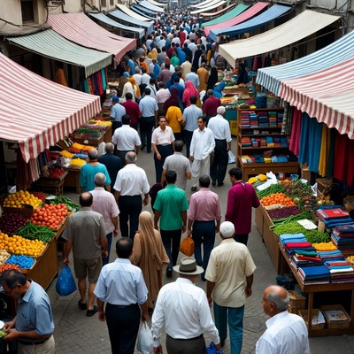 Crowded Outdoor Market Street