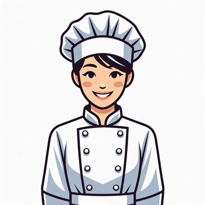 Smiling Asian Chef Woman Illustration