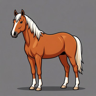 Cartoon chestnut horse standing
