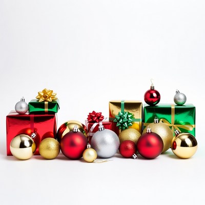 Christmas ornaments and gift boxes
