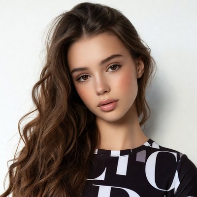 Young woman with wavy brown hair