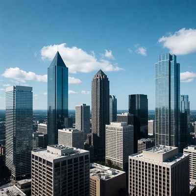 Aerial View of Downtown Skyscrapers