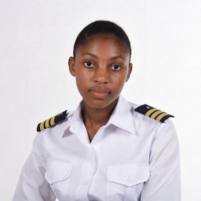 African-American woman in pilot uniform