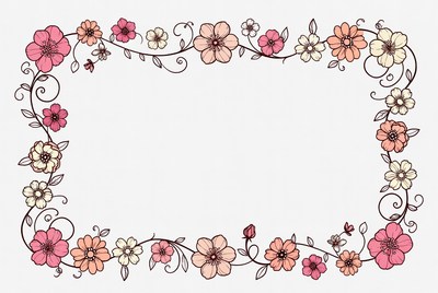 Pink Floral Doodle Frame