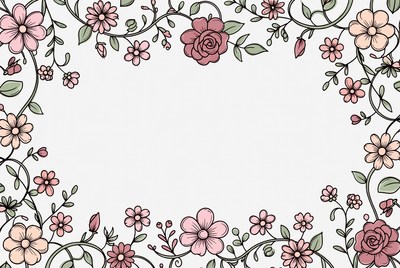 Pink Flower Vine Border Illustration