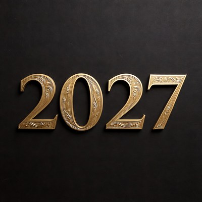 Gold 2027 Numbers on Black