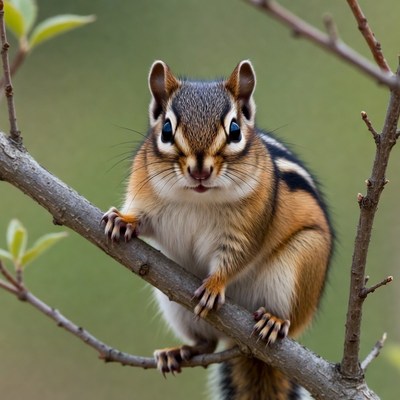 Chipmunk on tree branch
