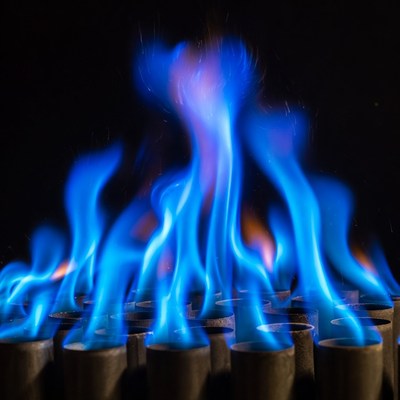 Blue Gas Flames on Burners