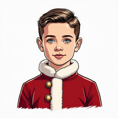 Boy in Red Santa Jacket