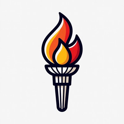 Flaming Olympic Torch Illustration