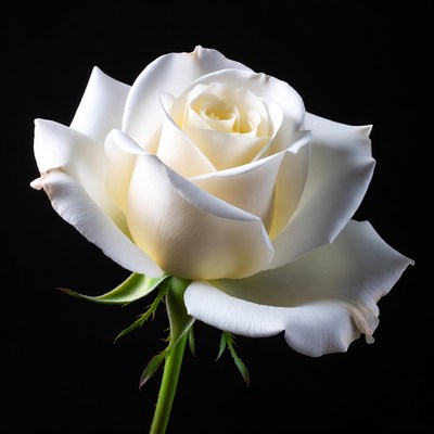 White Rose on Black Background