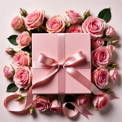 Pink Gift Box with Roses