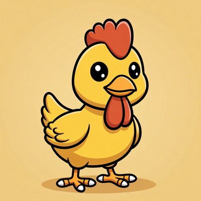 Cute yellow cartoon chick