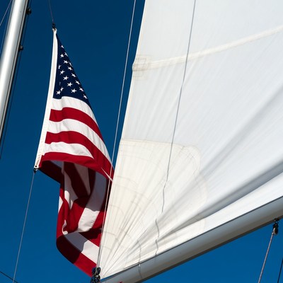 American Flag on Sailboat Mast