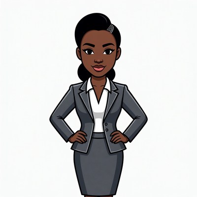 African-American woman in suit standing confidently