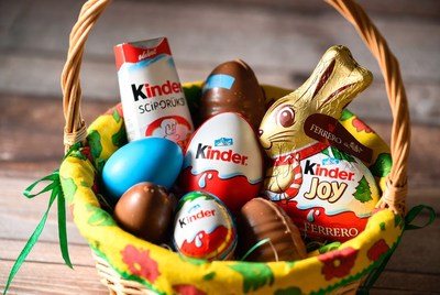 Easter Basket with Kinder and Ferrero Eggs