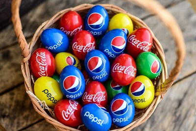 Easter eggs with Coke and Pepsi logos