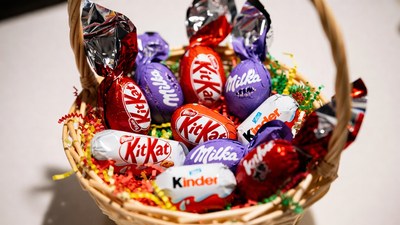 Easter Basket with KitKat Milka Kinder Eggs