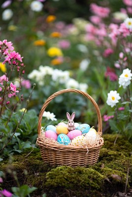 Easter basket with eggs and bunny