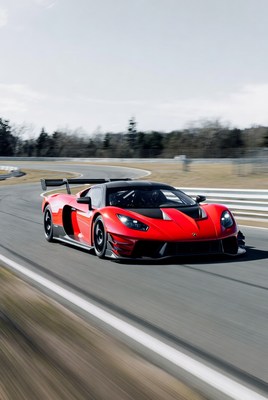 Red Lotus Evija Supercar on Racetrack