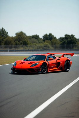 Red Supercar Racing on Track