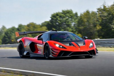Red Koenigsegg Agera RS on racetrack