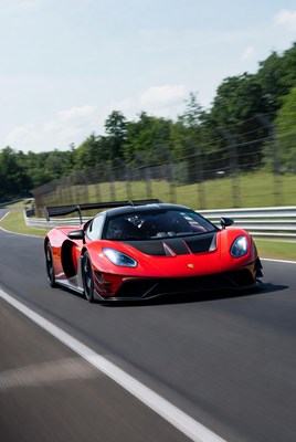 Red Lotus Evija Supercar on Racetrack