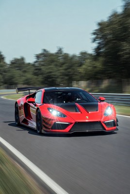 Red Supercar Racing on Track