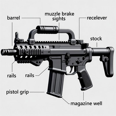 Labeled AR-15 Rifle Diagram