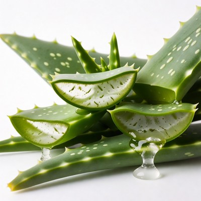 Fresh Sliced Aloe Vera Leaves