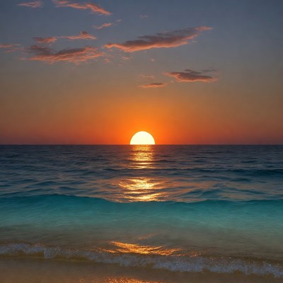 Sunset over ocean beach