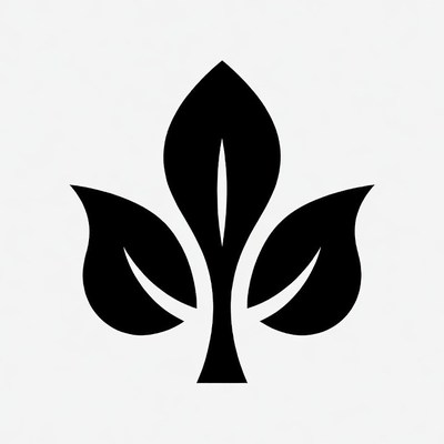 Black Three-Leaf Plant Icon