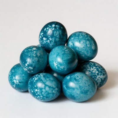 Stack of Blue Speckled Eggs