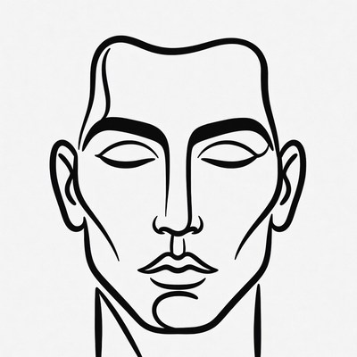 Line Art Male Face Portrait