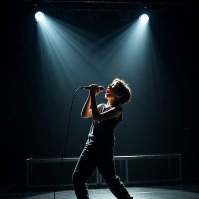 Young singer performing on stage