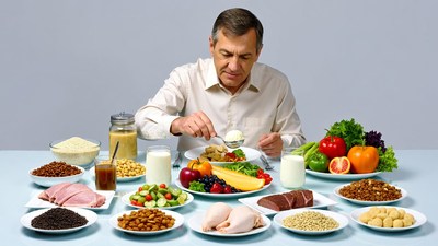 Man eating healthy balanced meal
