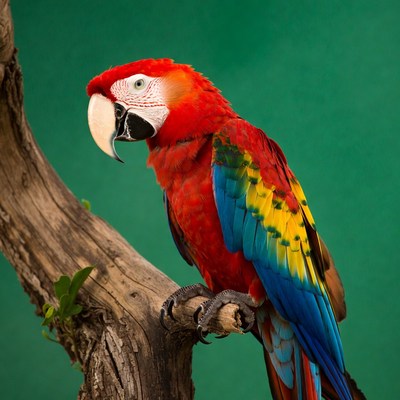 Red Macaw Parrot on Branch