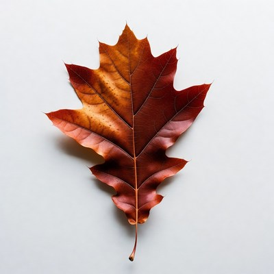 Autumn Oak Leaf on White Background